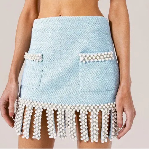 Alexis Pearl Detail Mini Skirt